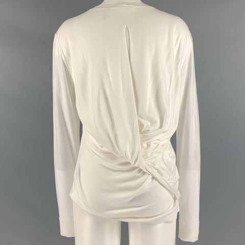 HELMUT LANG Taille S Haut décontracté en Tencel blanc dos ouvert