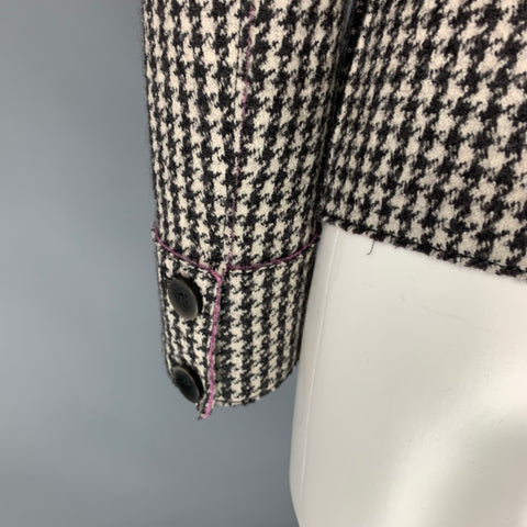 WEEKEND by MAX MARA Size 8 Black & White Wool / Nylon Houndstooth Jacket Blazer