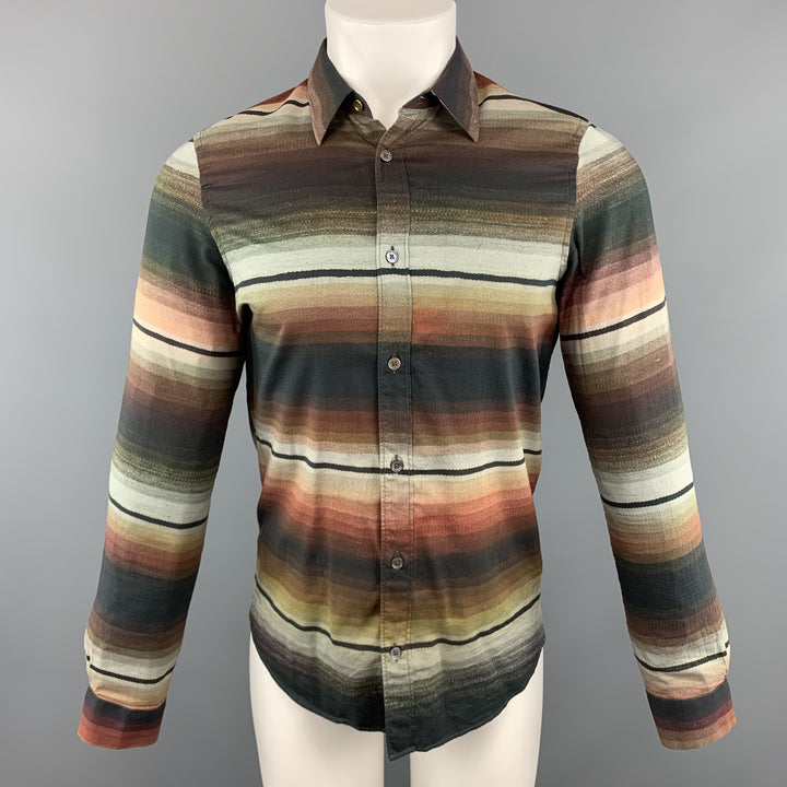 PAUL SMITH Camisa de manga larga con botones de algodón multicolor a rayas talla S