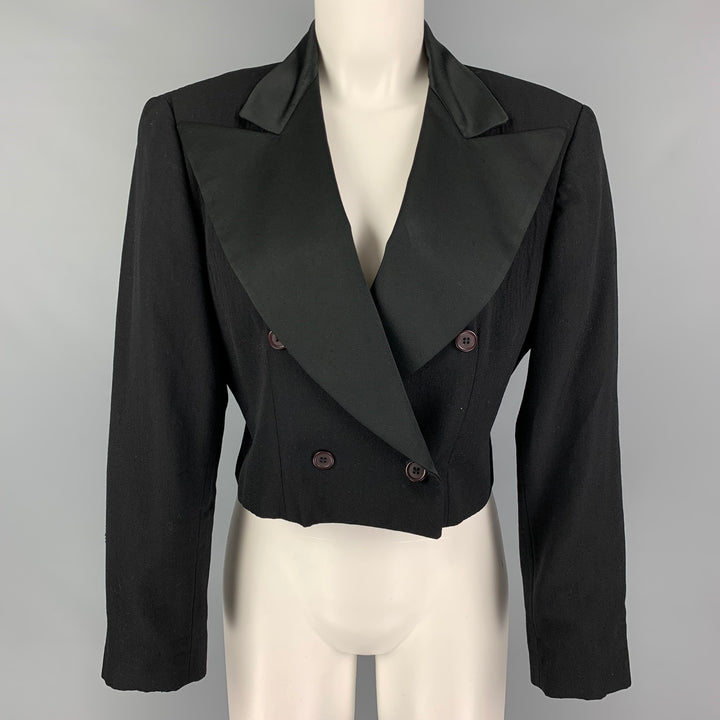 vintage STEPHEN SPROUSE Taille 8 Laine Noire Tissus Mixtes Veste Courte Blazer