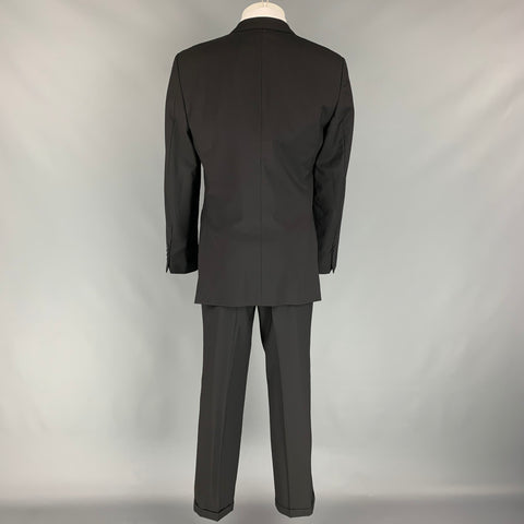 BURBERRY LONDON Size 40 Black Virgin Wool Single Breasted Suit