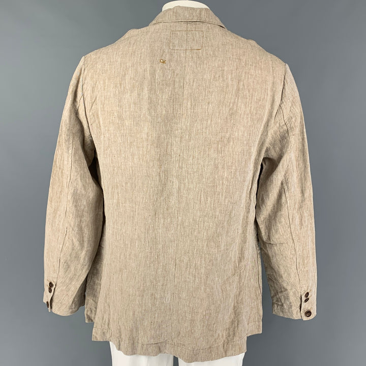 45rpm Size XL Khaki Linen Notch Lapel Sport Coat