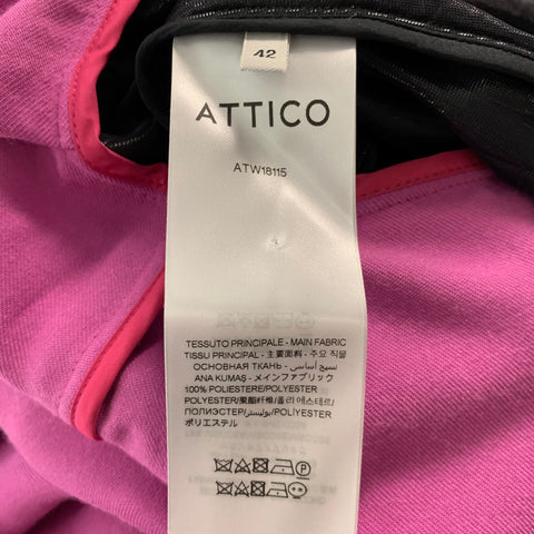ATTICO Size 6 Pink Black Polyester Velvet Wrap Dress