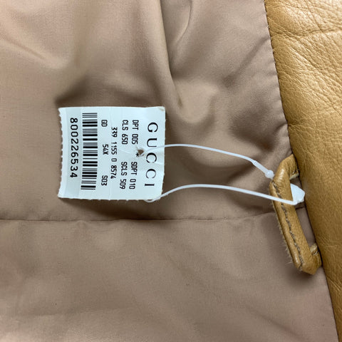 GUCCI by TOM FORD Size 44 Tan Quilted Leather Belted Hooded Coat
