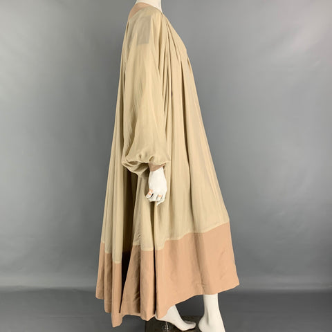 JULIA & RENATA Size One Size Taupe Silk Oversized Long Gown Dress
