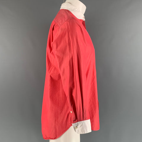 JUNYA WATANABE Size M Red White Solid Cotton Club Collar Long Sleeve Shirt