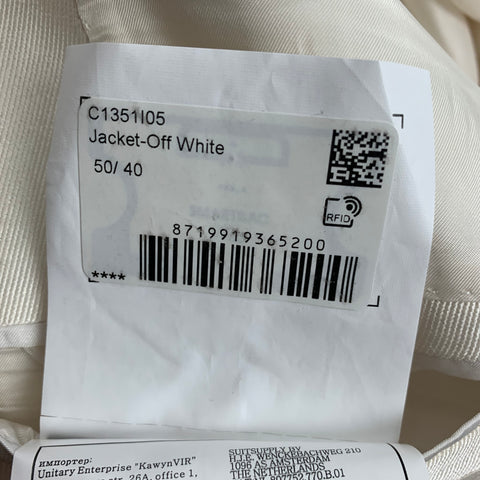 SUIT SUPPLY Size 40 Off White Cotton Linen Peak Lapel Sport Coat