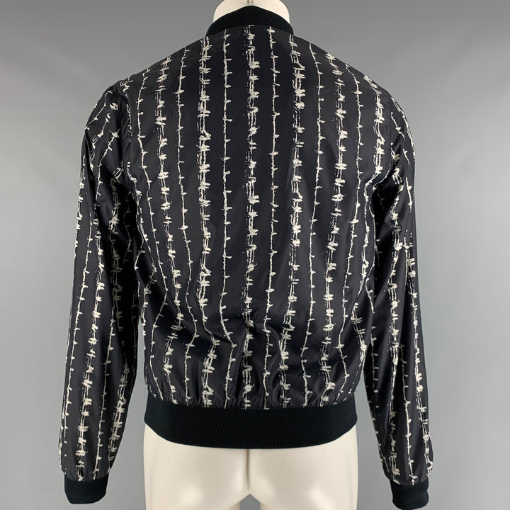ALEXANDER MCQUEEN  Size 36 Black White Print Polyamide Jacket