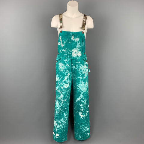 HEURE ET LIEU Taille M Salopette en coton éclaboussé de peinture verte et blanche