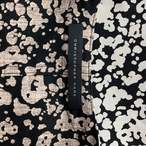 CHRISTOPHER KANE Size XXL Black & White Splattered Cotton Short Sleeve Shirt