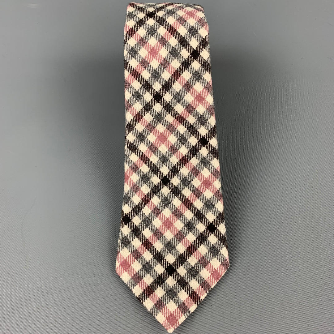 EDIFICE Grey Plaid Wool Tie