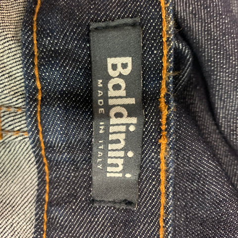 BALDININI Talla 34 Vaqueros azul marino con bragueta de botones y elastano de algodón con puntadas en contraste