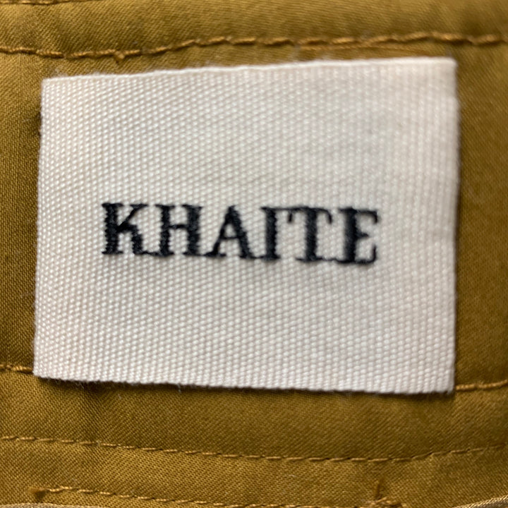 KHAITE Size 0 Camel Cotton Wide Leg Dress Pants
