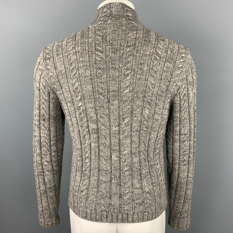 JOHN VARVATOS Size M Gray Cable Knit Wool / Alpaca Zip Up Cardigan