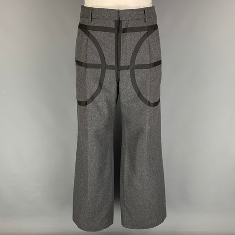 GIVENCHY Colección de baloncesto otoño 2014 Talla 32 Pantalones de vestir de pierna ancha de lana gris y negro