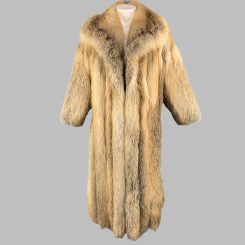 Vintage CUSTOM MADE M Gold Red Fox Fur Long Coat