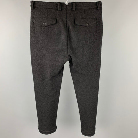ROBERTO COLLINA Size 30 Black Textured Lana Wool Button Fly Casual Pants