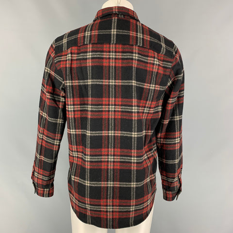 A.P.C. Size M Black Red Plaid Wool Nylon Long Sleeve Shirt