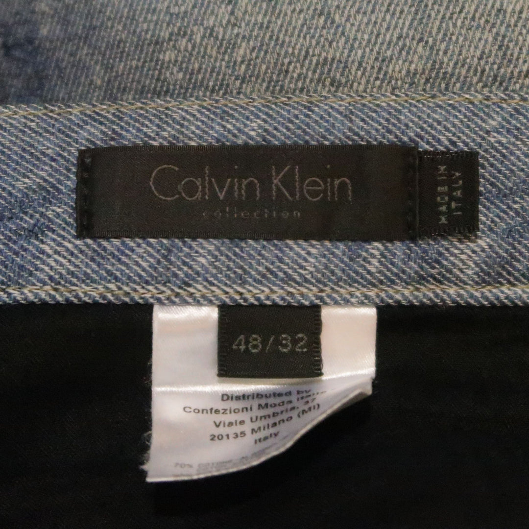 CALVIN KLEIN COLLECTION Taille 32 Jean en mélange de coton délavé indigo