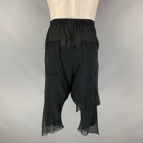 PAL OFFNER Size S Black Viscose Cashmere Elastic Waistband Shorts