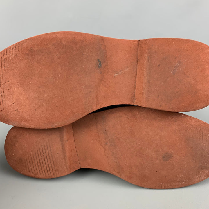 BRUNELLO CUCINELLI Taille 9 Chaussures à lacets en daim olive avec bout d'aile
