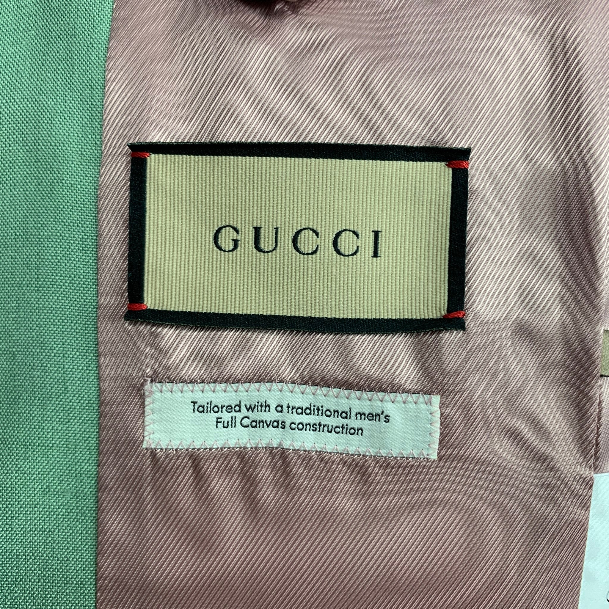GUCCI Eschatology Size S Green Viscose / Linen Blend Notch Lapel