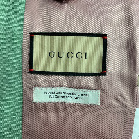 GUCCI Eschatology Taille S Veste surdimensionnée en viscose / lin mélangés vert à revers cranté