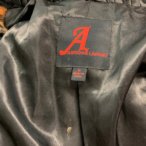 ADRIENNE LANDAU Size M Black Orange Polyester Blend Biker Jacket