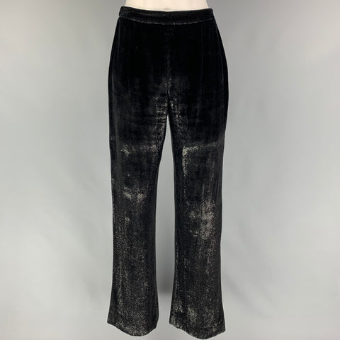 GIORGIO ARMANI Taille 4 Pantalon habillé à jambe large scintillant en mélange de viscose noir