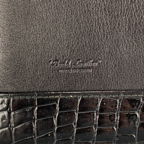 BUDD LEATHER Alligator Embossed Black Leather Metal Edge Card Ticket Case Wallet