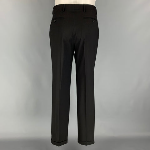 BURBERRY LONDON Size 40 Black Virgin Wool Single Breasted Suit