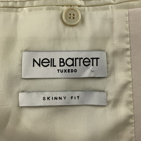 NEIL BARRETT Size 44 Cream Jacquard Wool Shawl Lapel Sport Coat