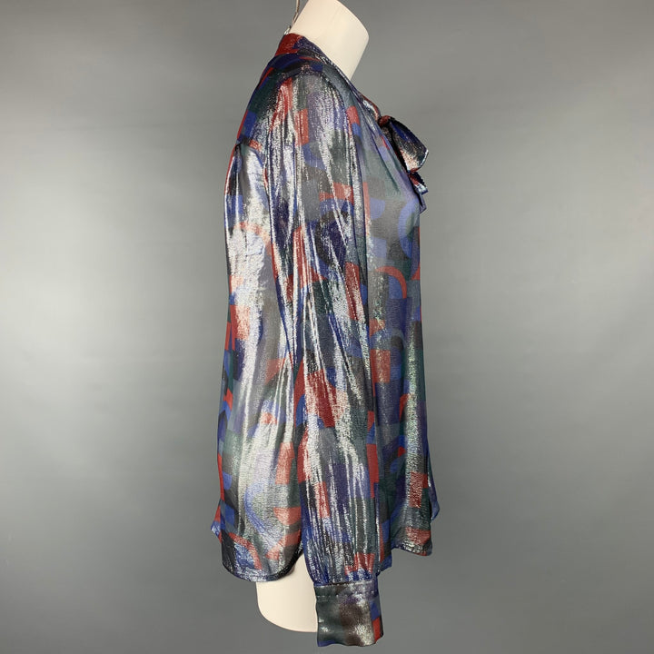 MARC JACOBS Size 10 Multi-Color Abstract Print Silk Blend Blouse
