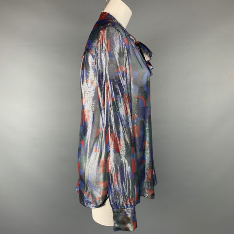 MARC JACOBS Taille 10 Blouse en mélange de soie à imprimé abstrait multicolore