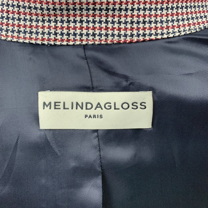 MELINDAGLOSS Size 40 Red White Blue Nailhead Cotton Zip Up Jacket