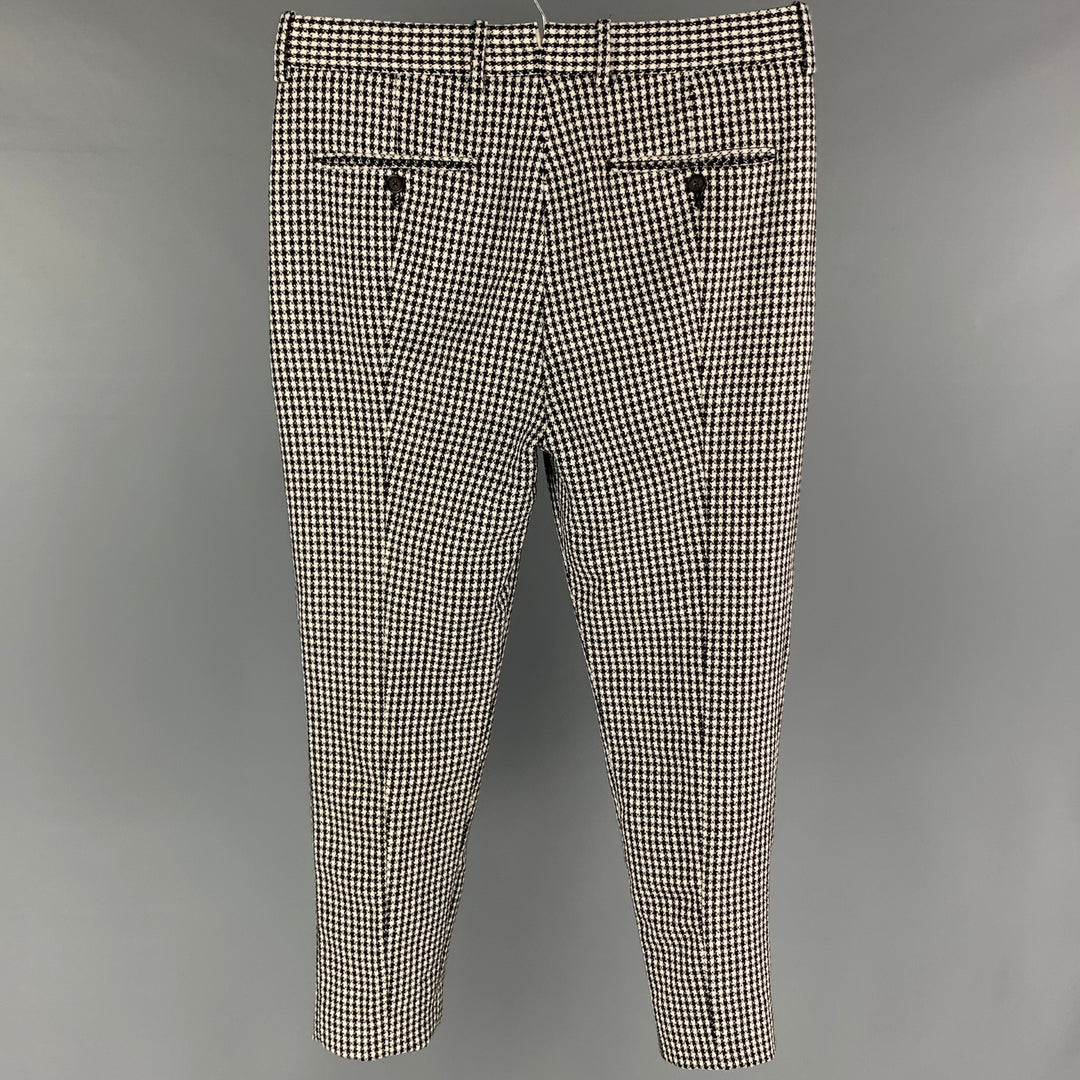 ALEXANDER MCQUEEN Size 32 Black White Houndstooth Wool Dress Pants