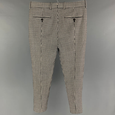 ALEXANDER MCQUEEN Size 32 Black White Houndstooth Wool Dress Pants