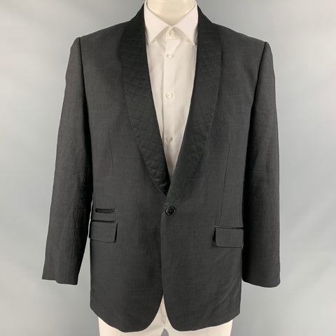 THEORY Size 44 Black Wool / Linen Shawl Collar Sport Coat