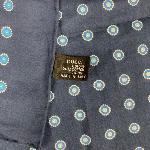 GUCCI Navy Blue Dots Cotton Pocket Square