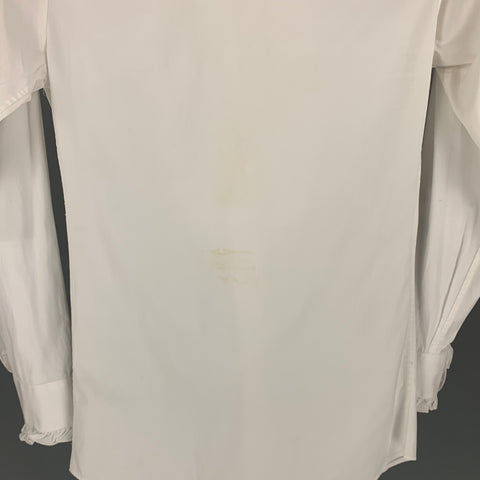 BURBERRY PRORSUM Size XS White Ruffled Tuxedo Slim Fit Long Sleeve Shirt