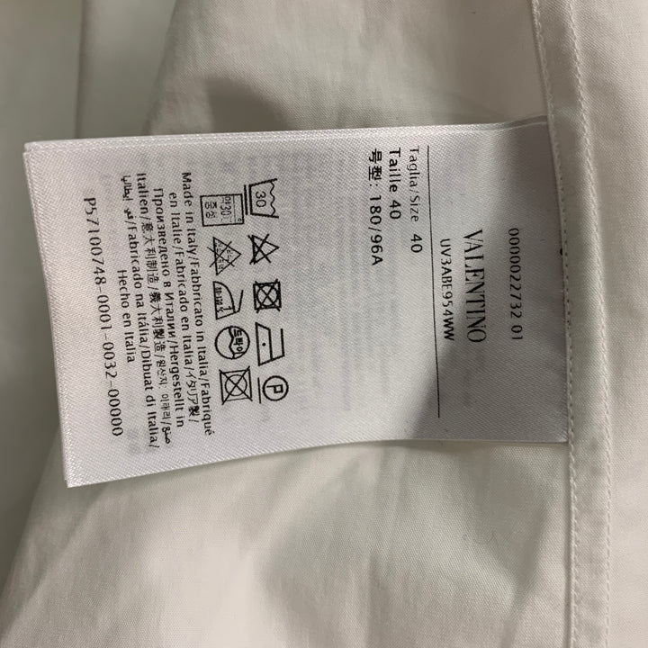 VALENTINO Size M White Solid Cotton Double Layer Long Sleeve Shirt