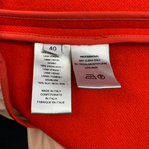 NARCISO RODRIGUEZ Taille 4 Manteau sans col en laine mélangée rouge