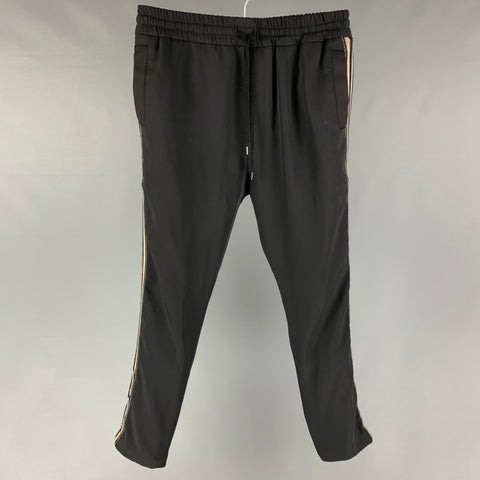 CMMN SWND Size 30 Black Taupe Striped Trim Polyester Casual Pants
