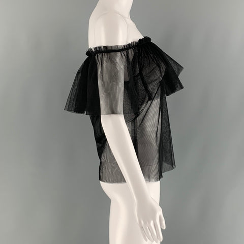REFORMATION Size S Black Sheer Crew-Neck Dress Top
