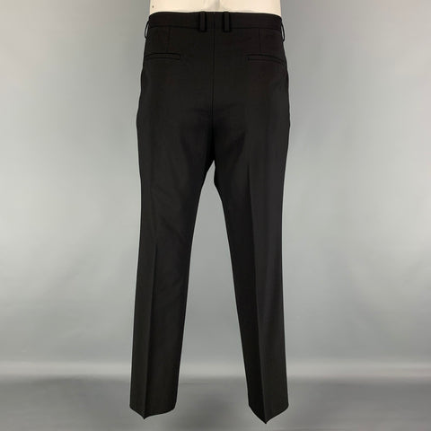 HUGO by HUGO BOSS Size 44 Black Virgin Wool Notch Lapel Suit