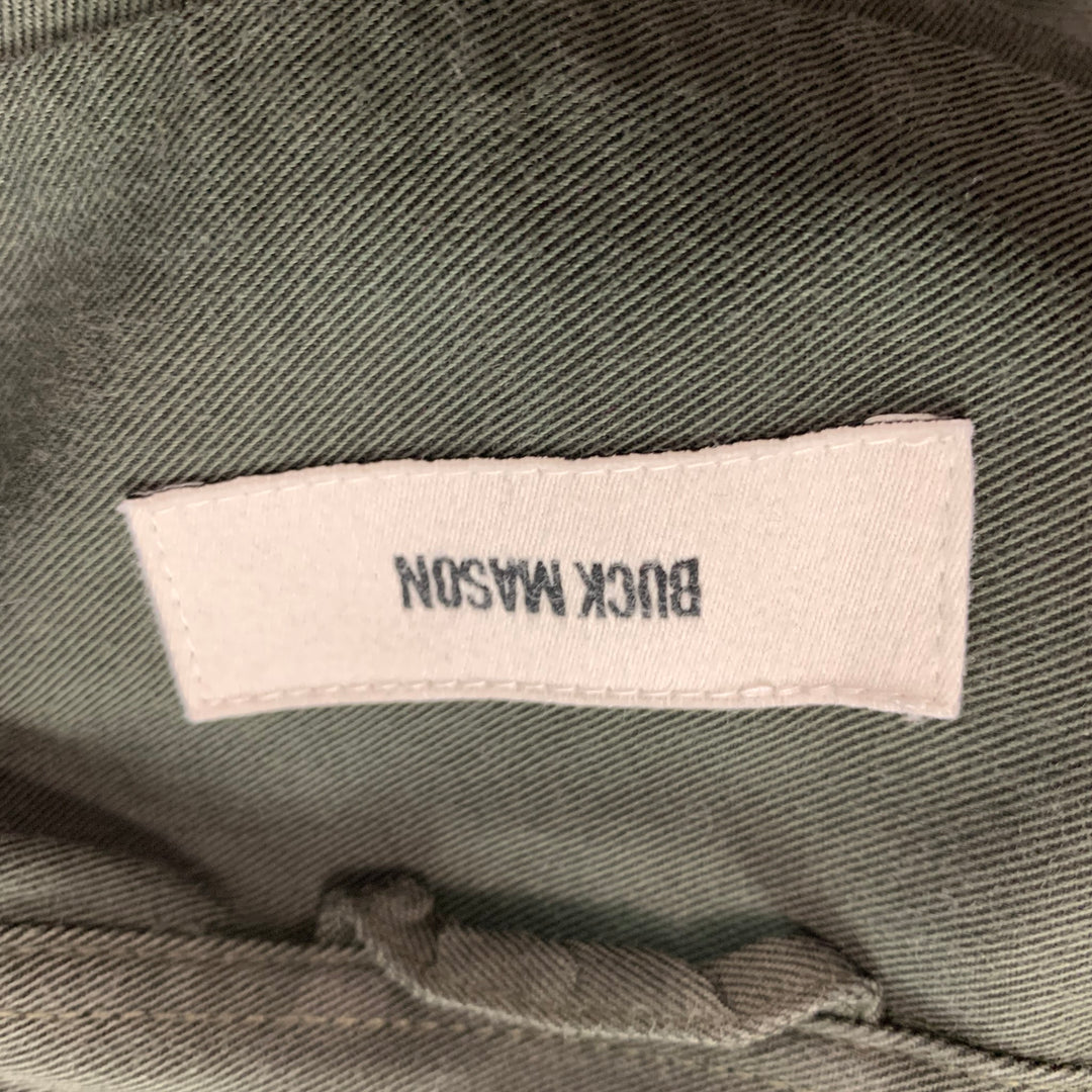 BUCK MASON Size L Green Cotton / Rayon Long Sleeve Shirt