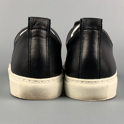 LANVIN Size 7.5 Black Leather Lace Up Sneakers