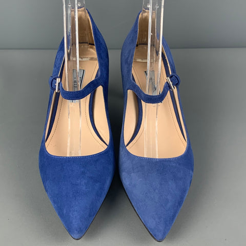 PRADA Taille 7 Escarpins à talon chaton en daim bleu