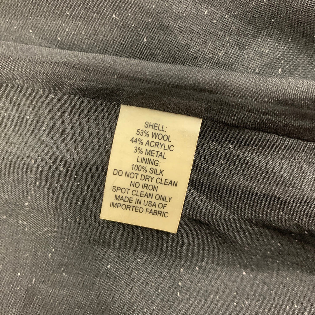 PETER SOM Talla 6 Abrigo evasé de tweed en mezcla de lana plateada negra