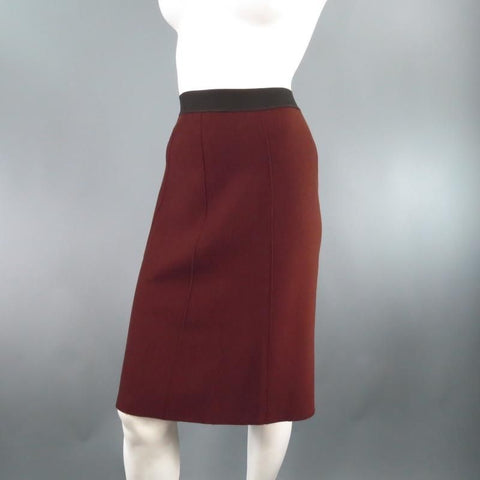 LANVIN Automne 2008 Taille M Marron Laine Tricot A Ligne Jupe Jupe